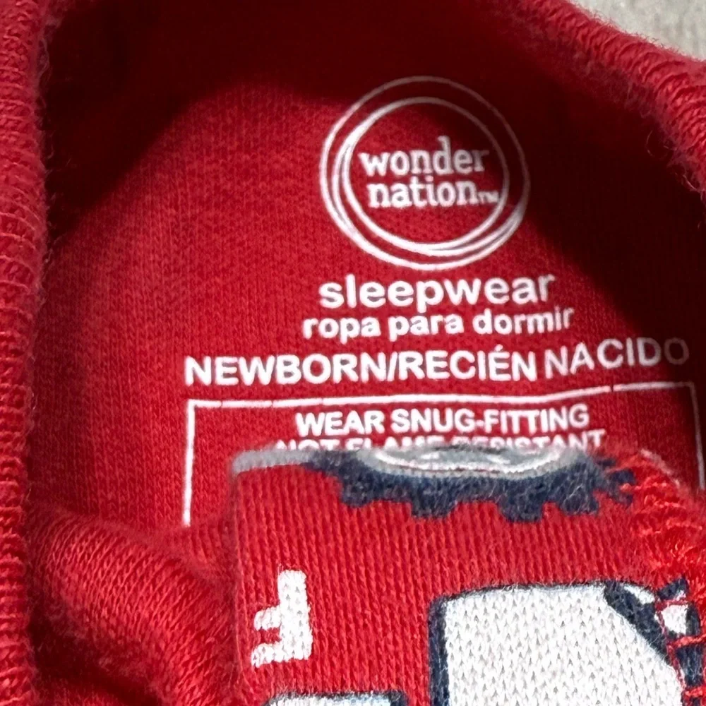 Wonder Nation | Red Fire Truck Footed Baby Pajama | Newborn